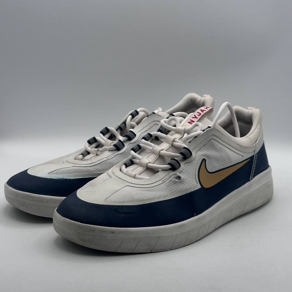 Nike SB Nyjah Free 2 White Navy Gold Skate Shoes BV2078 400 US 9โ